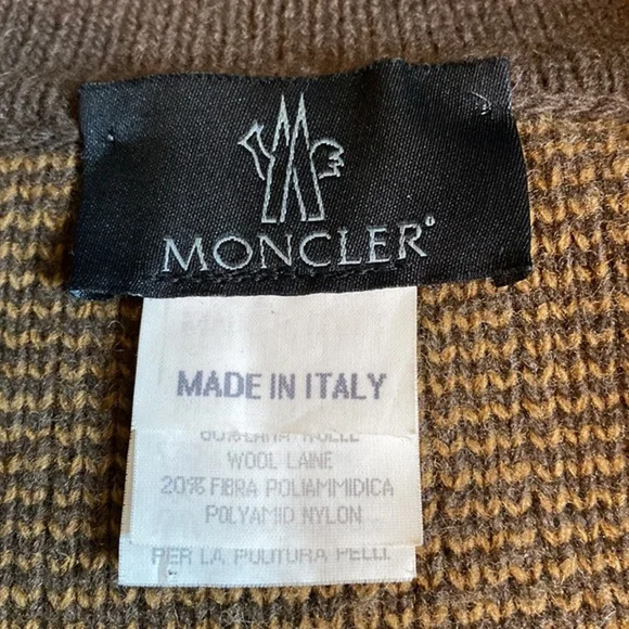 Men’s Moncler Italian Brown zipper front sweater with leather accents Size Large - Picture 7 of 9